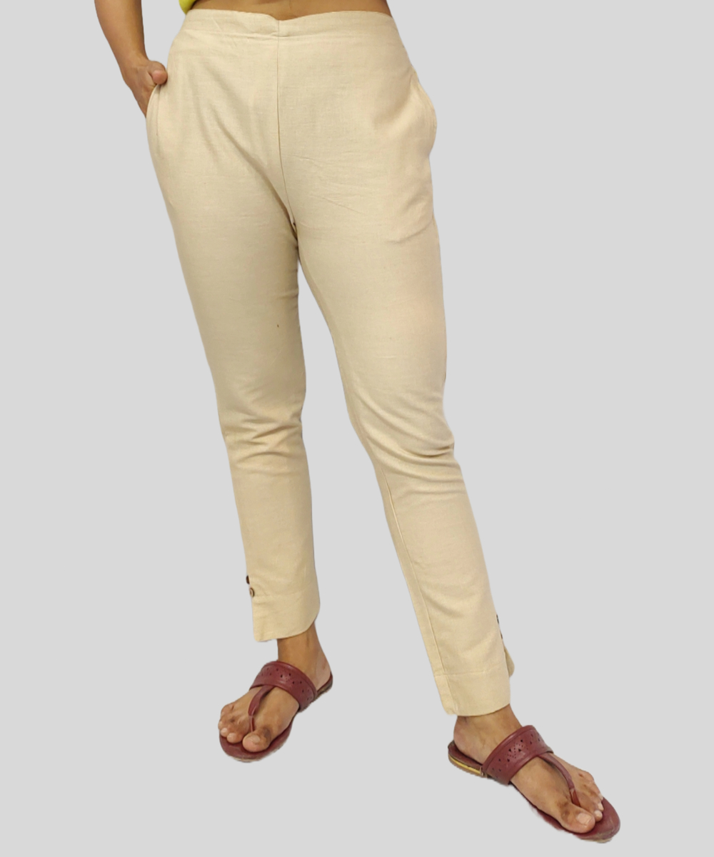 Buy JUNIPER Women's Royal Blue Cotton Solid Straight Pants With Side Pocket  | Shoppers Stop